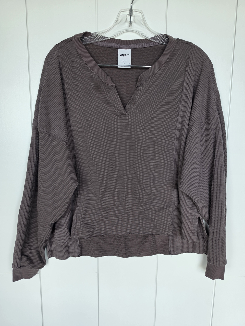 Nike Dri-FIT Yoga Waffle Knit Top - Taupe